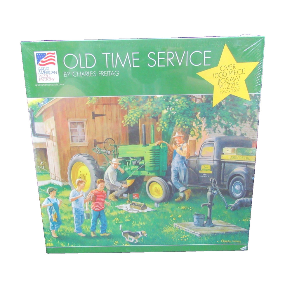 Old Time Service 1000 Pc Puzzle by Charles Freitag John Deere Model G USA Made